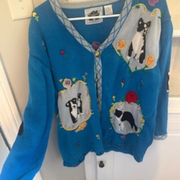 Storybook Knits Blue Boston Terrier Sweater - Picture 1 of 6